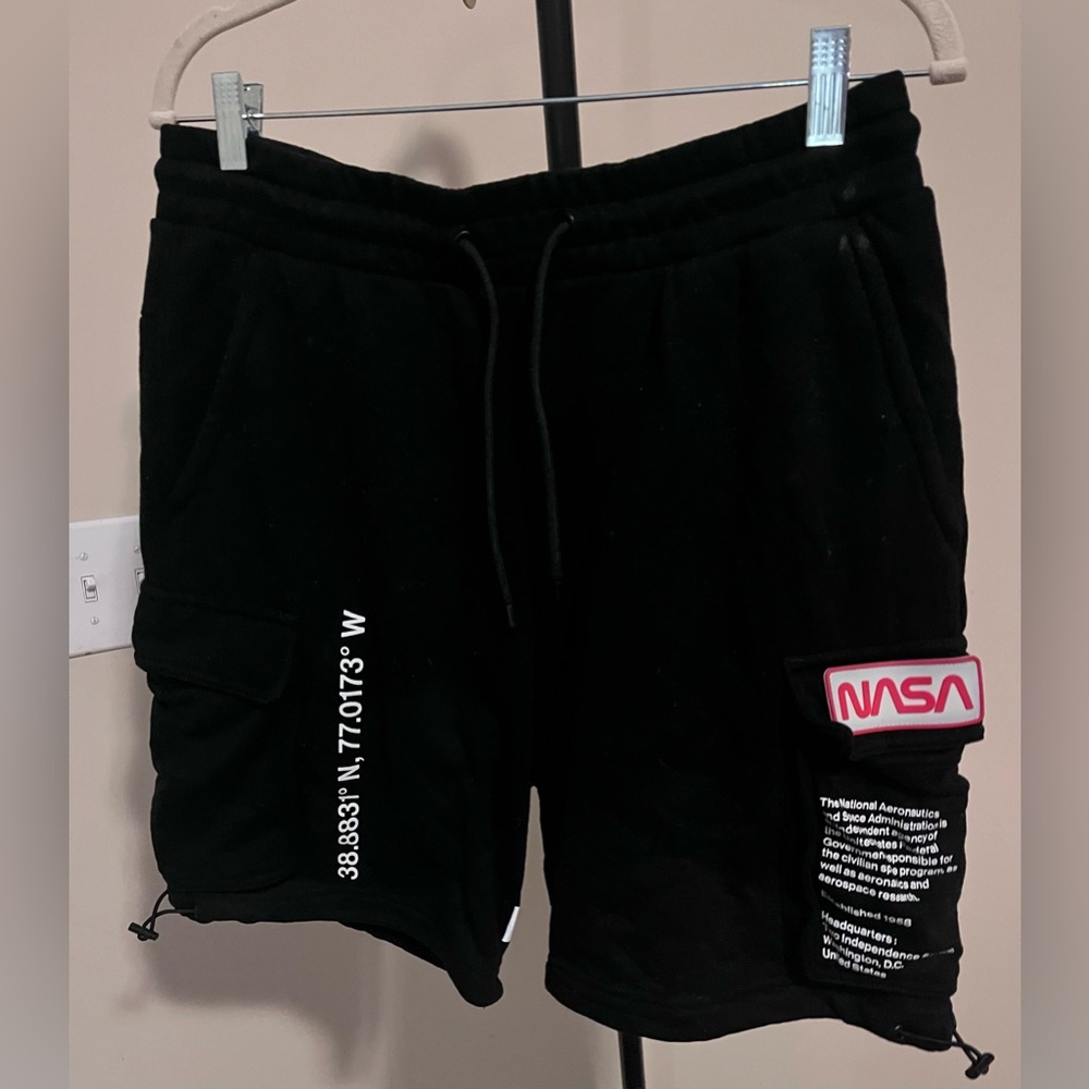 H&M. NASA Black Hoodie with Red Logo Patch. Size M